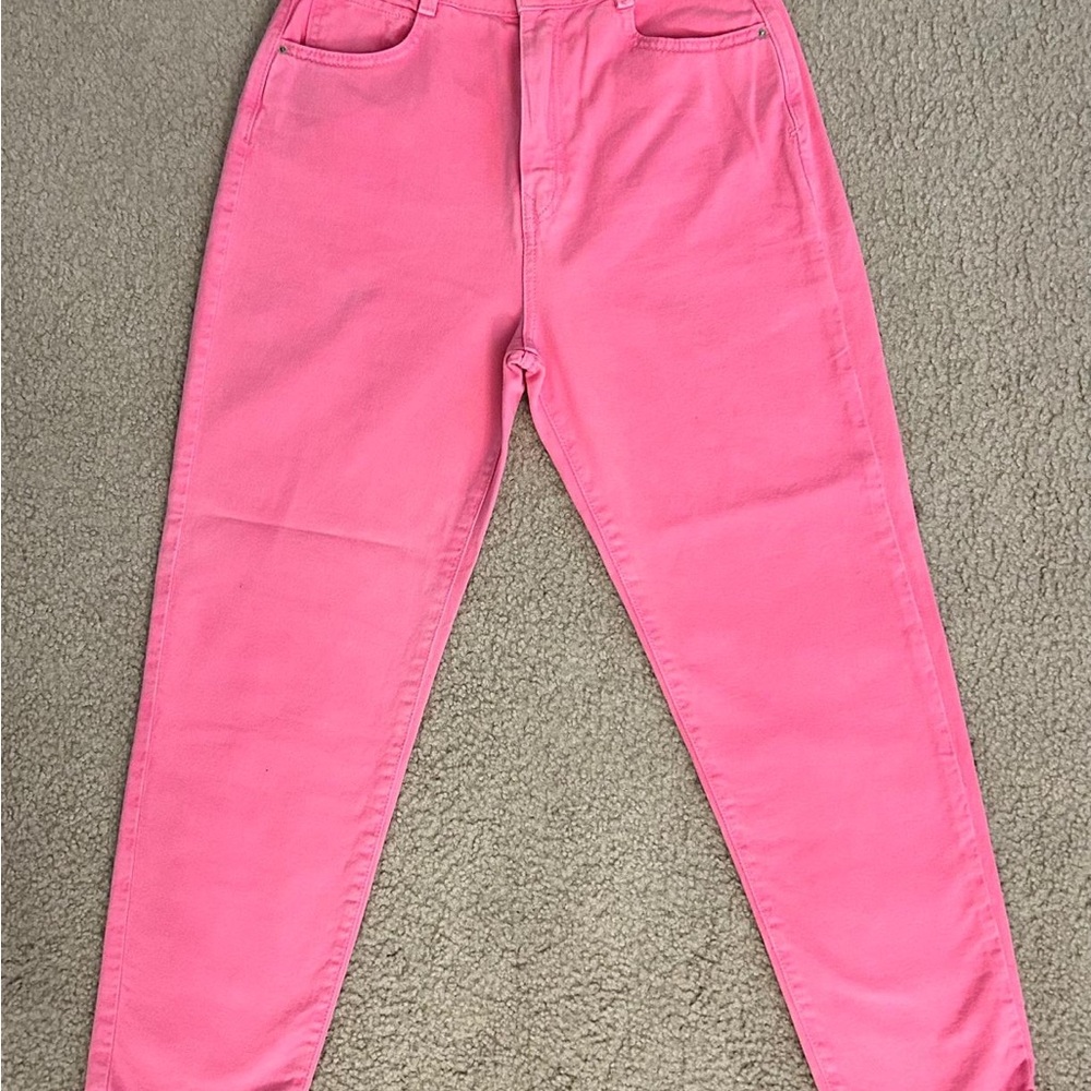 Zara Pink Straight Leg Jeans High Waisted Denim